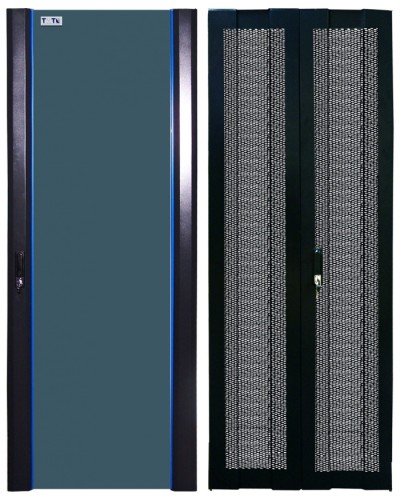 Комплект дверей 42U, 800 мм, черный, передняя - стекло, задняя - распашная перфорированна TWT TWT-CBB-DR42-8x-S-GP в Хасавюрте Аксессуары для стоек и шкафов Pintop.ru