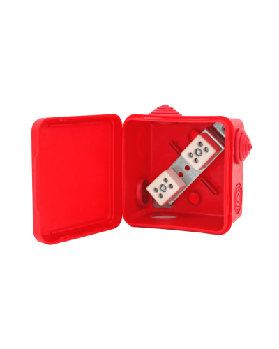 Коробка распределительная огнестойкая КРОПС-П1, IP54, габаритные размеры 100х100х50 мм, для кабелей сечением до 4 мм2, 4 клеммы КМ-Профиль (FRJB-KM-P1-4-04-КРОПС-IP54) в Хасавюрте Распределительные коробки Pintop.ru