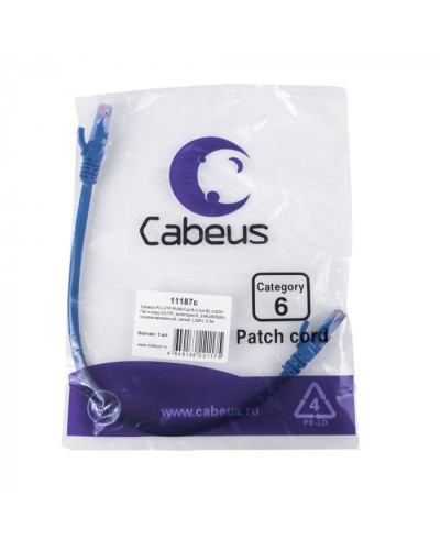 Патч-корд U/UTP, кат. 6, 2xRJ45/8p8c, неэкран, синий, LSZH, 0.3м Cabeus (PC-UTP-RJ45-Cat.6-0.3m-BL-LSZH) в Хасавюрте Патчкорды (медные) Pintop.ru