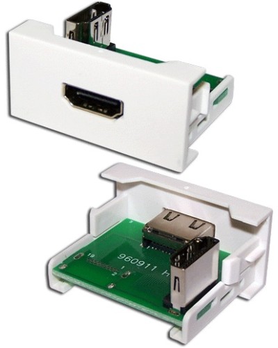 Вставка Mosaic 22.5x45 с адаптером HDMI 90 градусов, мама, белая LANMASTER (LAN-WA-LP-HD90F-WH) в Хасавюрте Коннекторы и разъемы Pintop.ru