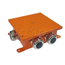 SMB120 Коробка металлическая, огн. E-110, о/п,120х120х60, 1 метал. гермоввод 14-22мм. + 3 метал. заглушки, IP66, 8P, (1,5-4 мм2), цвет оранж. Экопласт (56144E)