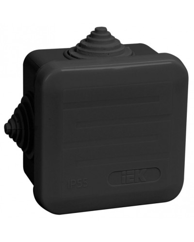 Коробка расп. КМ41236 70х70х40мм IP44 4 вв. черная IEK (UKO21-070-070-040-K02-44) в Хасавюрте Распределительные коробки Pintop.ru