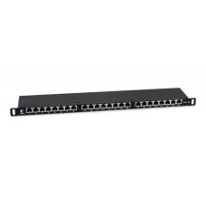 Патч-панель 19" (0,5U) 24 порта RJ-45 кат.5е (экран) Cabeus (PLHD-24-Cat.5e-SH-Dual-0,5U)