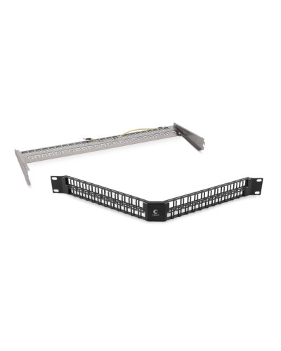 Угловая модульная патч-панель 19, 48 портов, 1U Cabeus (PLBHD-48-CON-SH) в Хасавюрте Патч панель Pintop.ru