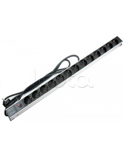 Блок евророзеток для 19 шкафов, 13 розеток, фильтр, 16 A Cabeus PDU-13P-F-2EU в Хасавюрте Блоки розеток Pintop.ru