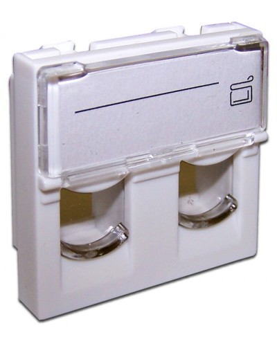 Вставка 45x45 на 2 модуля, со шторкой и увеличенным окном маркировки, белая LANMASTER (LAN-SIP-24L-WH) в Хасавюрте Коннекторы и разъемы Pintop.ru