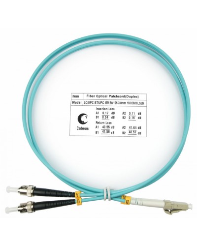 Шнур оптический duplex LC-ST 50/125 MM OM3 1 м LSZH Cabeus FOP-50-LC-ST-1M в Хасавюрте Патч-корды и пигтейлы Pintop.ru