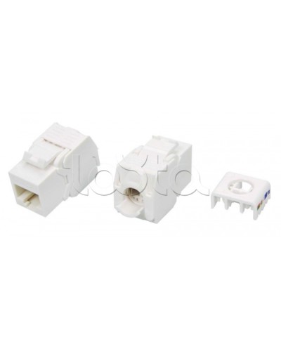 Вставка Keystone Jack RJ-45(8P8C) Hyperline KJ8-8P8C-C5e-180-TLS-WH в Хасавюрте Модули Keystone Pintop.ru