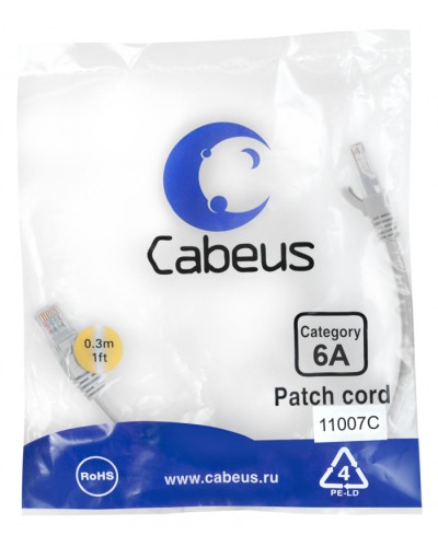 Патч-корд S/FTP Cabeus (PC-SSTP-RJ45-Cat.6a-0.3m-LSZH) в Хасавюрте Патчкорды (медные) Pintop.ru